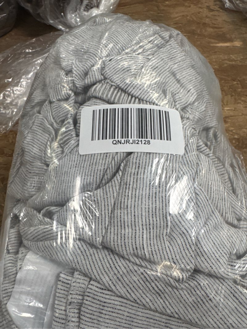 european linen stripe fitted sheet set, cal king, grey/white mini pinstripe