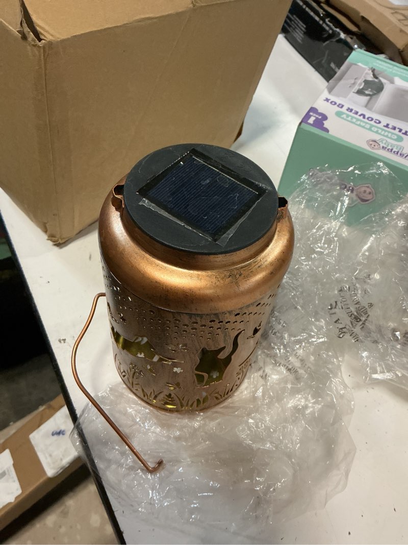 Condition photo showing As Is for 1pack cardinal solar lanterns outdoor waterproof garden decor gifts for women mom grandma hanging solar lights metal decorative lantern for yard, patio, lawn, pathway, landscape
