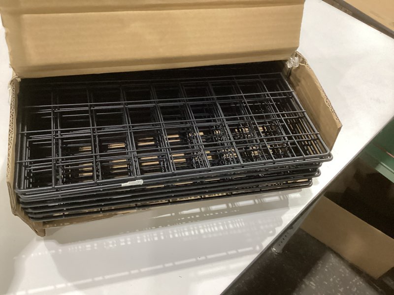 Condition photo showing As Is for amazon basics 6 cube wire grid storage organizer, stackable cubes, cubby bookcase, display shelf, 14" d x 14" w x 14" h, black black 6 cube