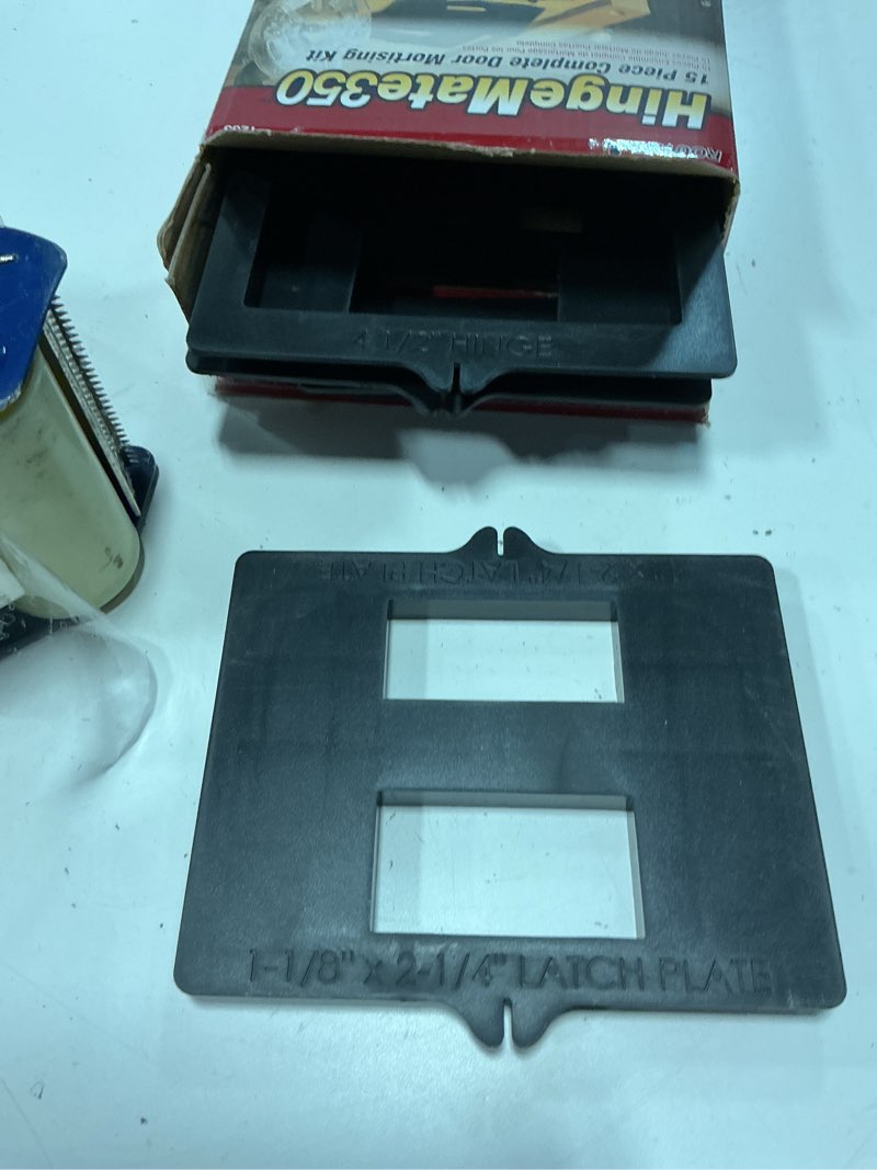 Condition photo showing As Is for milescraft 1233 hinge mate 350 - complete hinge installation kit - cut hinge mortises on doors - jambs - latches and strike plates - includes all hardware for 1-3/8 inch and 1-3/4 inch doors and 2-1/2 inch to 4-1/2 inch hinges