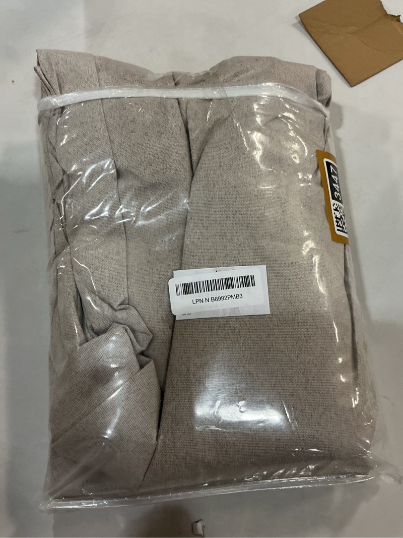 Condition photo showing As Is for 100% blackout linen curtains 80 inch length 2 panels for bedroom, noise reducing heat blocking thermal insulated privacy vertical drapes for office laundry, sand beige, w52 x l80, 2 panels sand beige 52"w x 80"l (pack of 2)