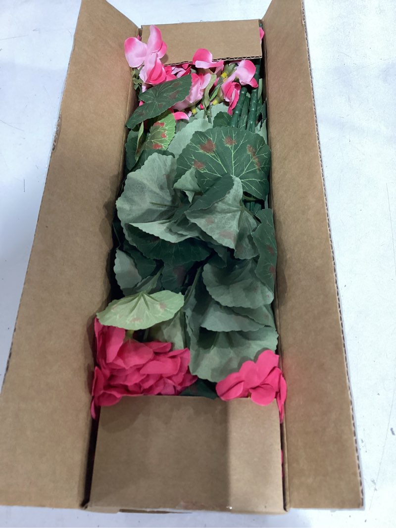 Condition photo showing Good Condition for artificial geranium fake flowers for outdoors decoration, 6 bundles silk geraniums flower uv resistant look real faux plants for front door garden porch planter patio balcony yard indoor home, mix 3 pink, 3 hot pink
