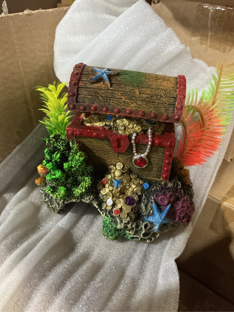 Condition photo showing New/Like New for GloFish Aquarium Décor and Pump, Treasure Chest Air Pump Decoration for Fish Tanks, Multicolor