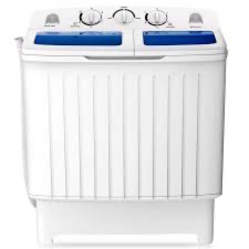 fp11097 costway portable washing machine, twin tub 20 lbs capacity, compact laundry washer(12 lbs) and spinner(8 lbs), durable design, timer control, perfect for rv, apartments and dorms, blue+white