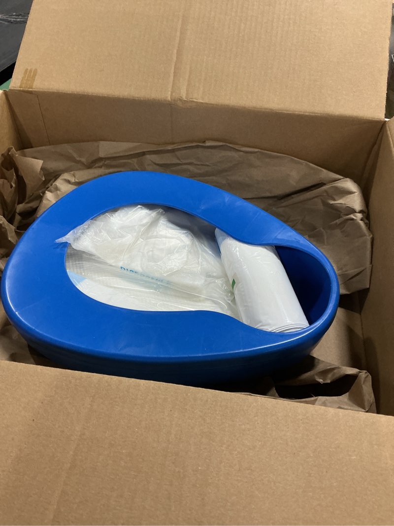 Condition photo showing Good Condition for Bed pan Set Includes 30 Super Absorbent Pads, 40 Disposable Liners, and 100 Gloves. These bedpans are Comfortable for Both Women and Men and are Made of Thick, Oversized, Heavy-Duty PP Material 1 Bedpan with 40 Liners, and 30 Absorbent Pads