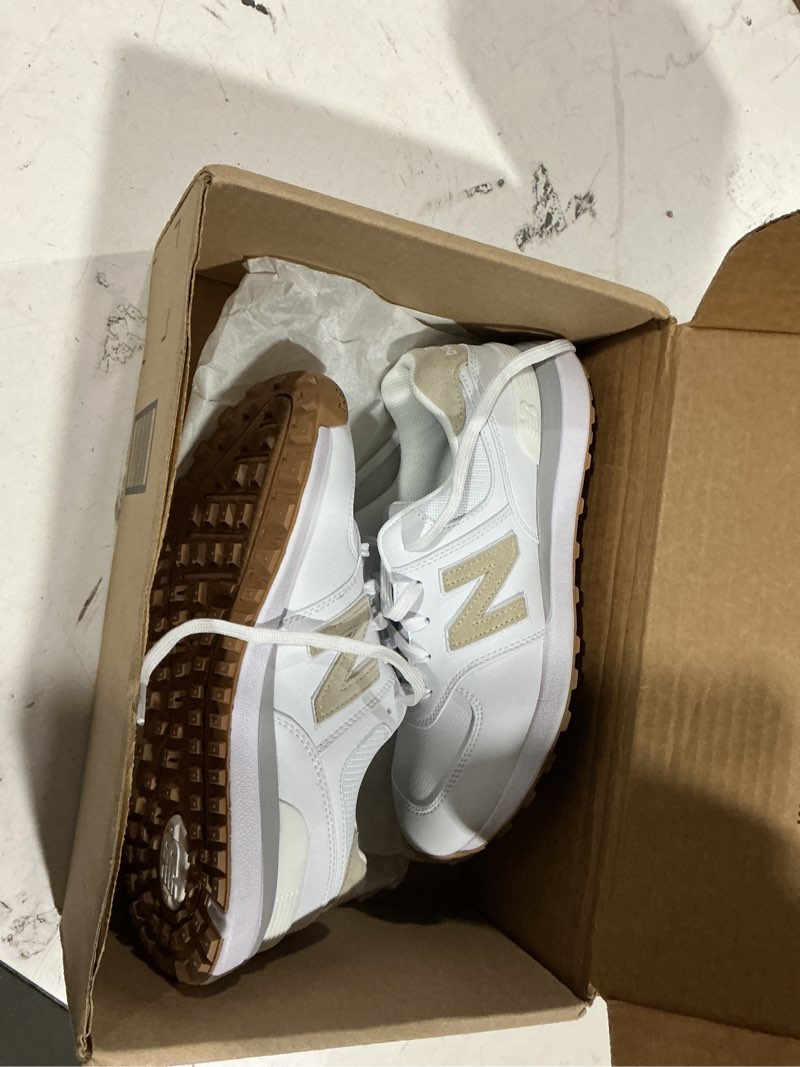 Condition photo showing Good Condition for new balance womens 574 greens v2 golf shoes - white - woman’s size 8 usa