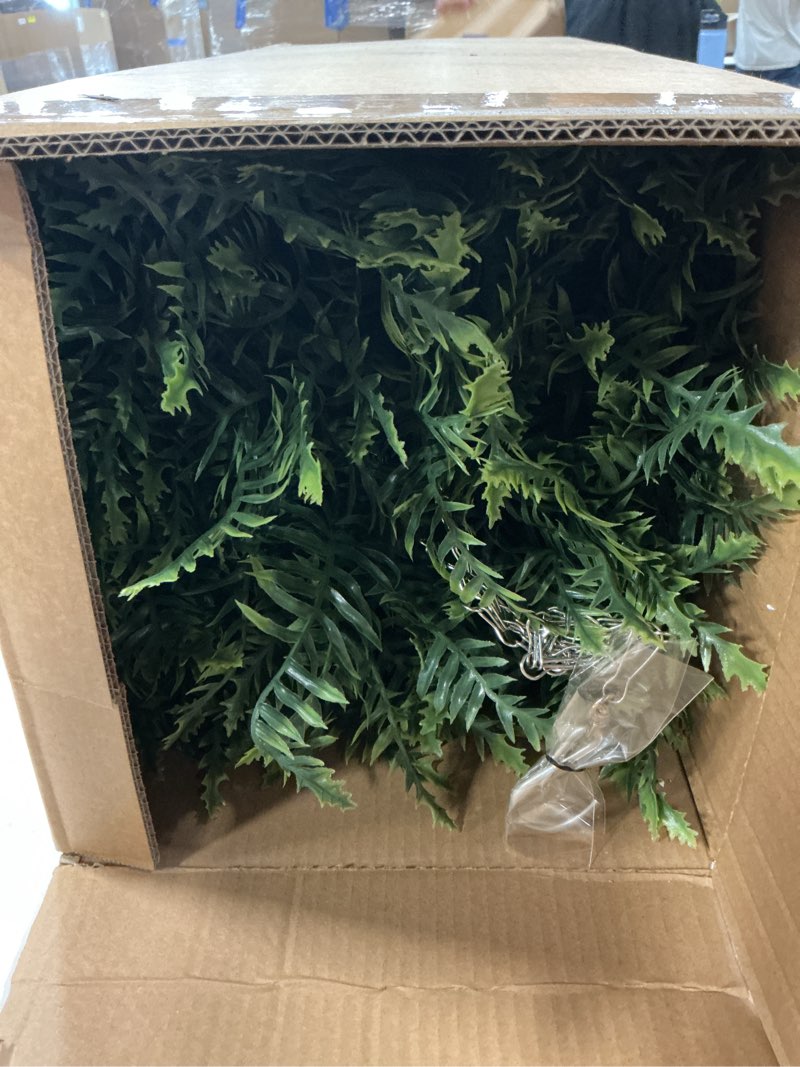 Condition photo showing Good Condition for outdoor fake hanging fern – artificial hanging ferns 2 pack, large faux boston fern bushes, uv resistant outdoor hanging plants for front porch, patio & indoor decor green