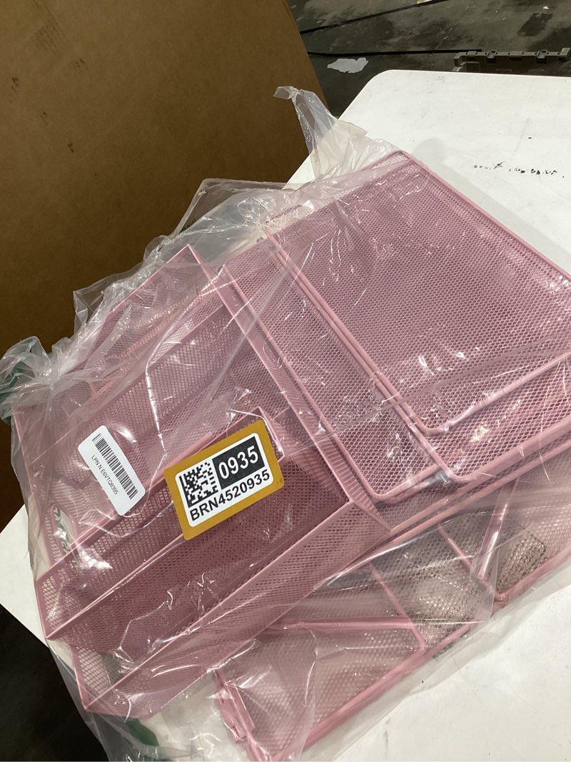 Condition photo showing Good Condition for mindepot 4-tier paper organizer + 3-pocket file holder + drawer + pen holders, desktop file organizers paper tray for office supplies school classroom organization (pink, with drawer & pen holder)