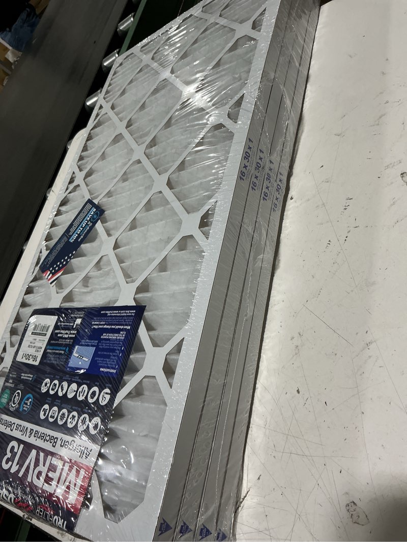 Condition photo showing New/Like New for bnx trufilter 16x30x1 air filter merv 13 (4-pack) - made in usa - electrostatic pleated air conditioner hvac ac furnace filters for allergies, pollen, mold, bacteria, smoke, allergen, mpr 1900 fpr 10 16x30x1 4-pack
