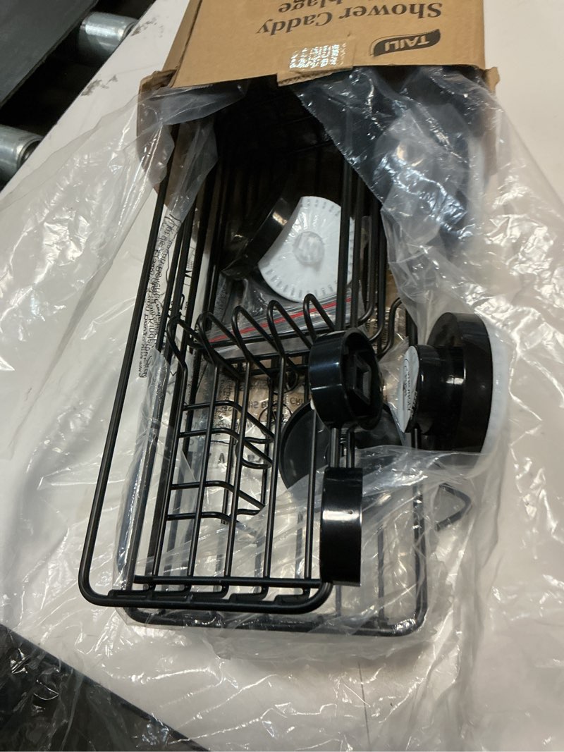 Condition photo showing Good Condition for taili shower caddy suction cup 2 pack with hooks & soap holder, heavy duty shower organizer for bathroom, no drilling bathroom organizer with large capacity, black metal storage basket 2×black