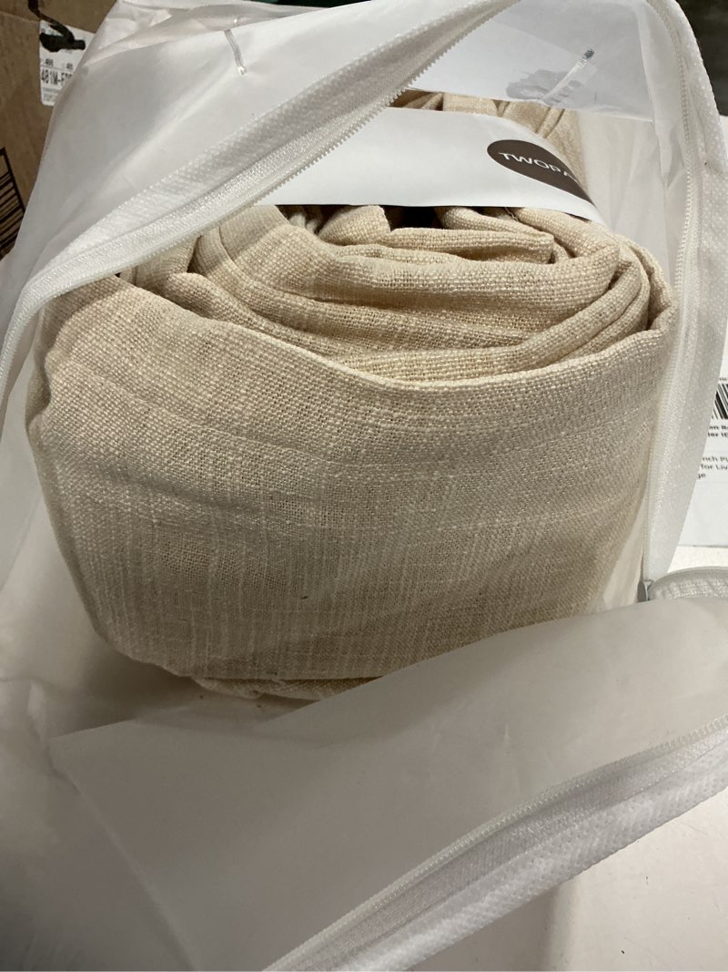Condition photo showing Good Condition for twopages pinch pleated linen curtain for living room, 52wx108l, sand beige | light filtering, privacy drapes, heavyweight linen blend heat reducing, 108 inch long, include 1 panel with adjustable hooks 52"w x 108"l (pack of 1) #03 sand beige