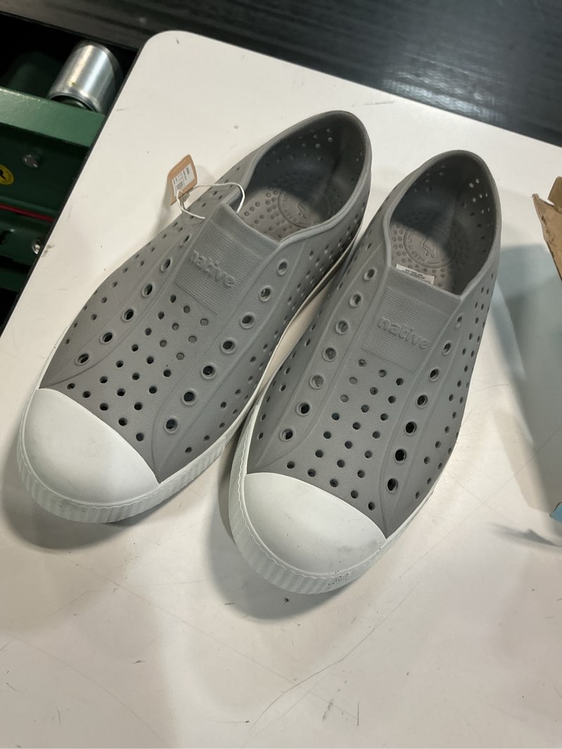 Condition photo showing Good Condition for native shoes jefferson water friendly slip-on vegan sneaker in pigeon grey/shell white at nordstrom, size 4 m