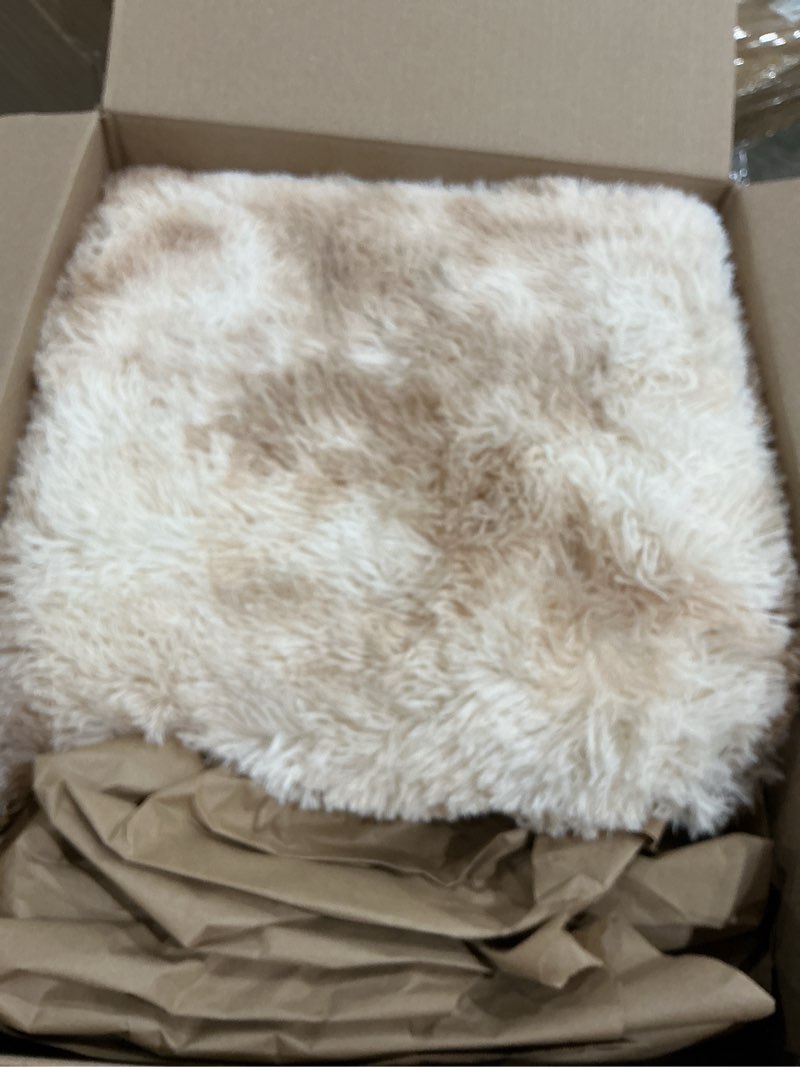 Condition photo showing Good Condition for fluffy rug shag area rug, mottling beige 5x8 area rugs for bedroom, small bedside rug, soft fluffy shag entryway throw rugs for living room bedroom kids room home decor 5' x 8' (rectangular) mottling beige