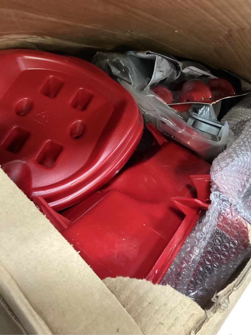 Condition photo showing As Is for radio flyer red rider trike, ages 2.5-5, adjustable seat, steel construction, quiet ride wheels, storage bin, comfort grip handlebars, tricycle for toddlers, amazon exclusive