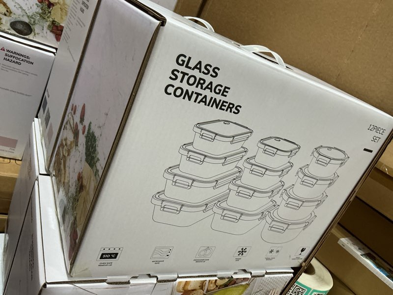 Condition photo showing New/Like New for 12-pack glass containers with tempered lids – borosilicate, oven-safe(-4°f~950°f), airtight, bpa-free, multi-size for meal prep, dishwasher safe (blue)