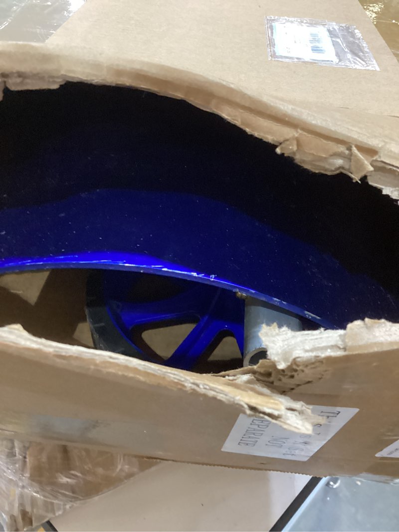 Condition photo showing New/Like New for 37" Wide Double Pole Snow Shovel for Driveway with Wheels Set Heavy Duty Aluminum Blade Remover, Adjustable Handle Includes Brush and Gloves, Barn Snow Pusher Hand Plow, Sidewalks and Doorways (Blue)