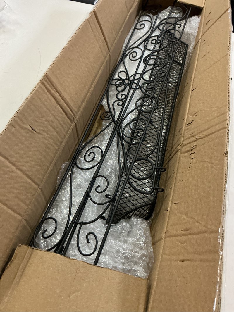 Condition photo showing As Is for Zonon Metal Calendar Holder for Wall 18 x 32 Inches Wrought Iron Calendar Frame with Basket Vertical Poster Hanger for Canvas Artwork Diamond Painting(Flower)