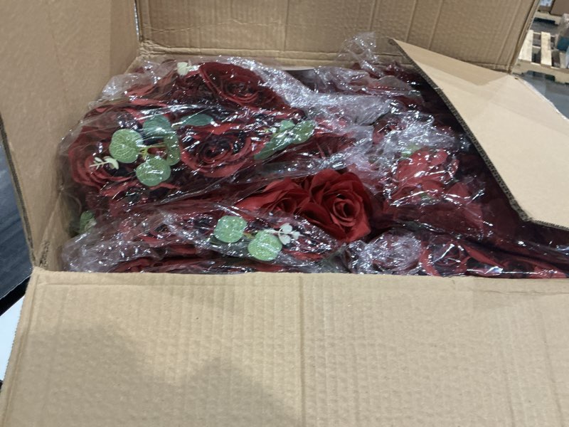 Condition photo showing Good Condition for red roses flowers balls for centerpieces: 10 pcs 15.7" diam flower centerpieces for tables in wedding reception decorations arrangement for party celebration planners burgundy 15.7" diam - 10 pcs
