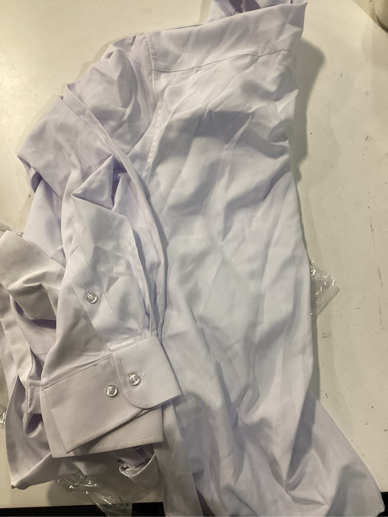 Condition photo showing Good Condition for Men's Long Sleeve Dress Shirts, Regular Fit Stretch Wrinkle-Free Business Casual Button-Down Shirts with Front Pocket Large White
