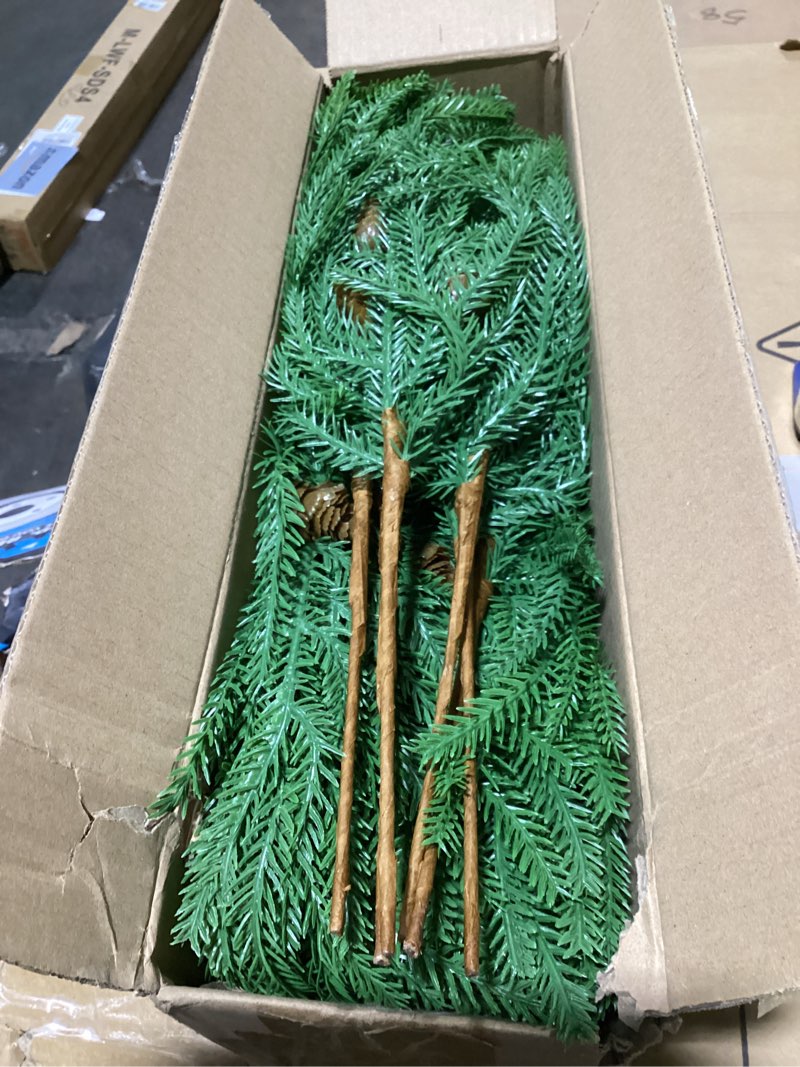 Condition photo showing Good Condition for 12 Pcs Artificial Norfolk Pine Branches with Pine Cones, 18" Real Touch Faux Greenery Cedar Pine Stem, Fake Green Plants Twigs Picks for Vase DIY Crafts Xmas Garland Wreath Home Decor Green&pine Cone