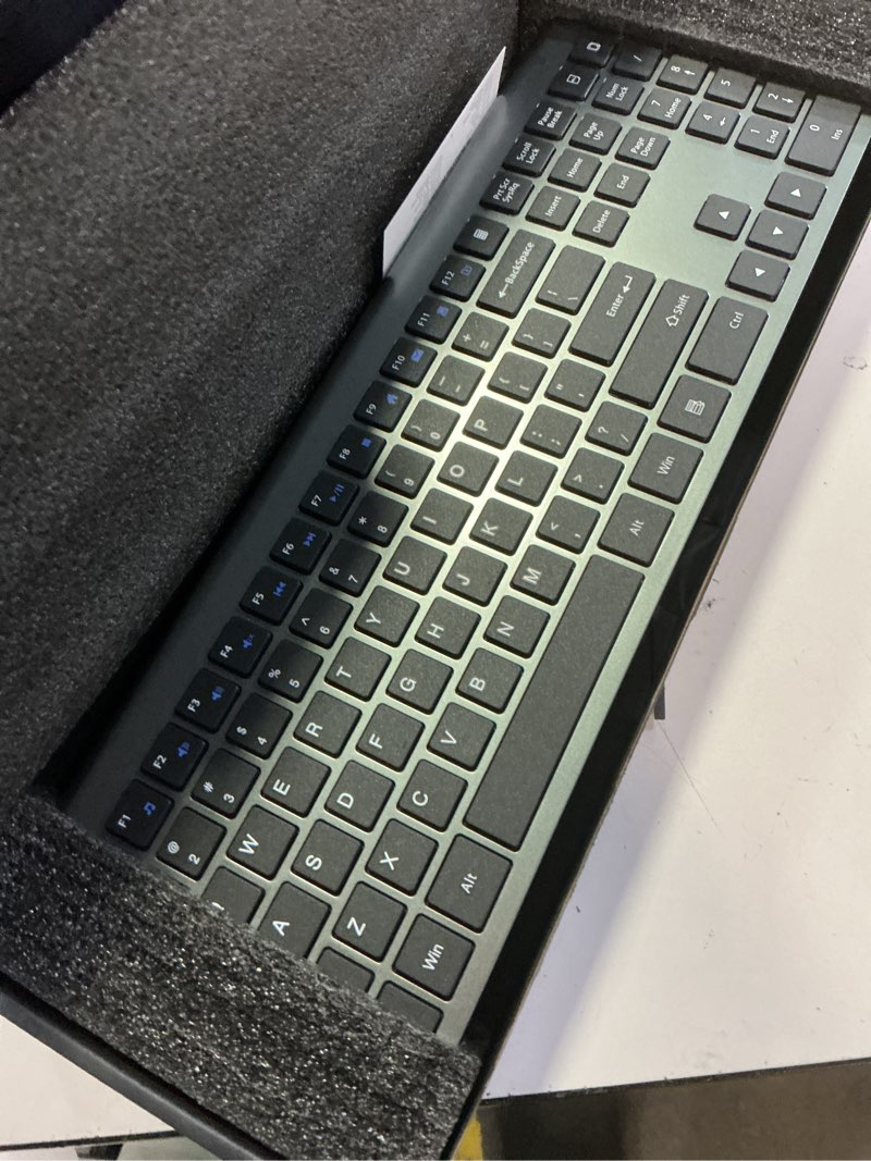 Condition photo showing New/Like New for wireless keyboard and mouse combo, full-size slim keyboard with numeric keypad, calculator button, 2400 dpi ergonomic mouse for right hand, usb cordless set for laptop pc windows