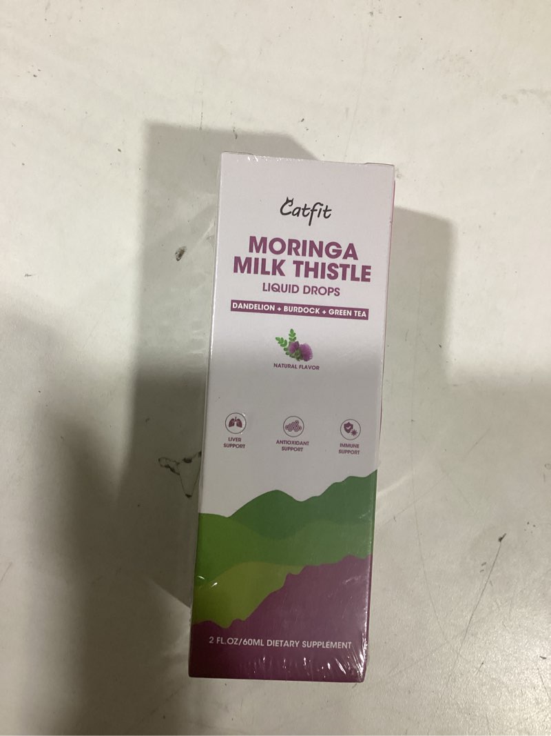 Condition photo showing New/Like New for Catfit Milk Thistle Liver Detox Drops – Liver Cleanse Detox & Repair with Moringa, Dandelion, Burdock & Green Tea – Liquid Herbal Supplement for Liver Support & Liver Health, Vegan, 2 Fl Oz Natural Flavor 2 Fl Oz (Pack of 1)