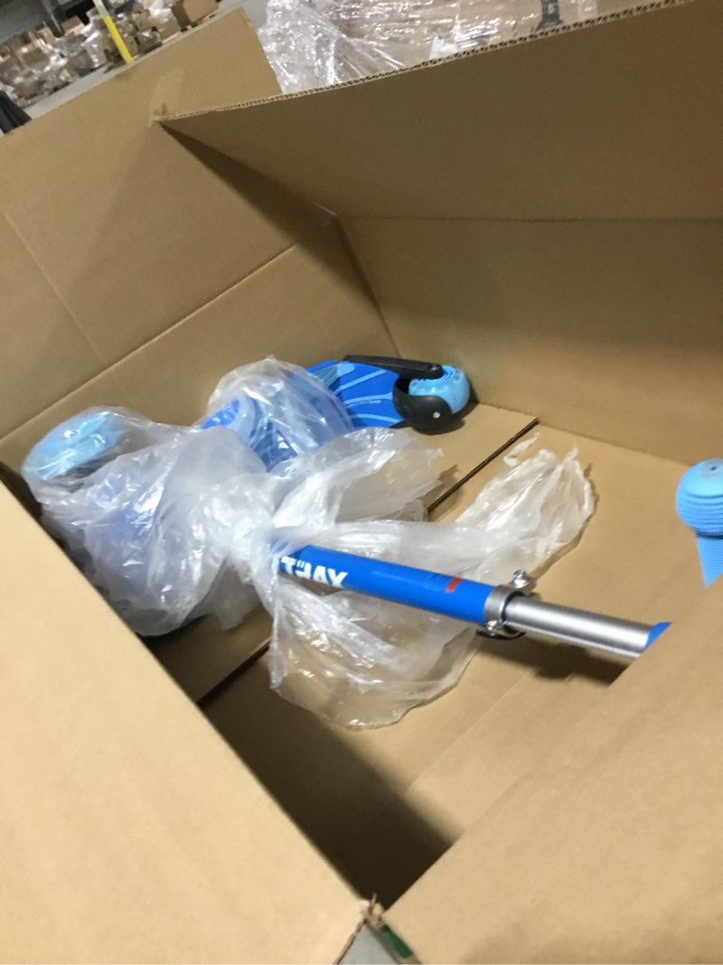 Condition photo showing As Is for Gotrax KS1 Kids Kick Scooter, LED Lighted Wheels and 3 Adjustable Height Handlebars, Lean-to-Steer & Widen Anti-Slip Deck, 3 Wheel Scooter for Boys & Girls Ages 2-8 and up to 110 Lbs Blue