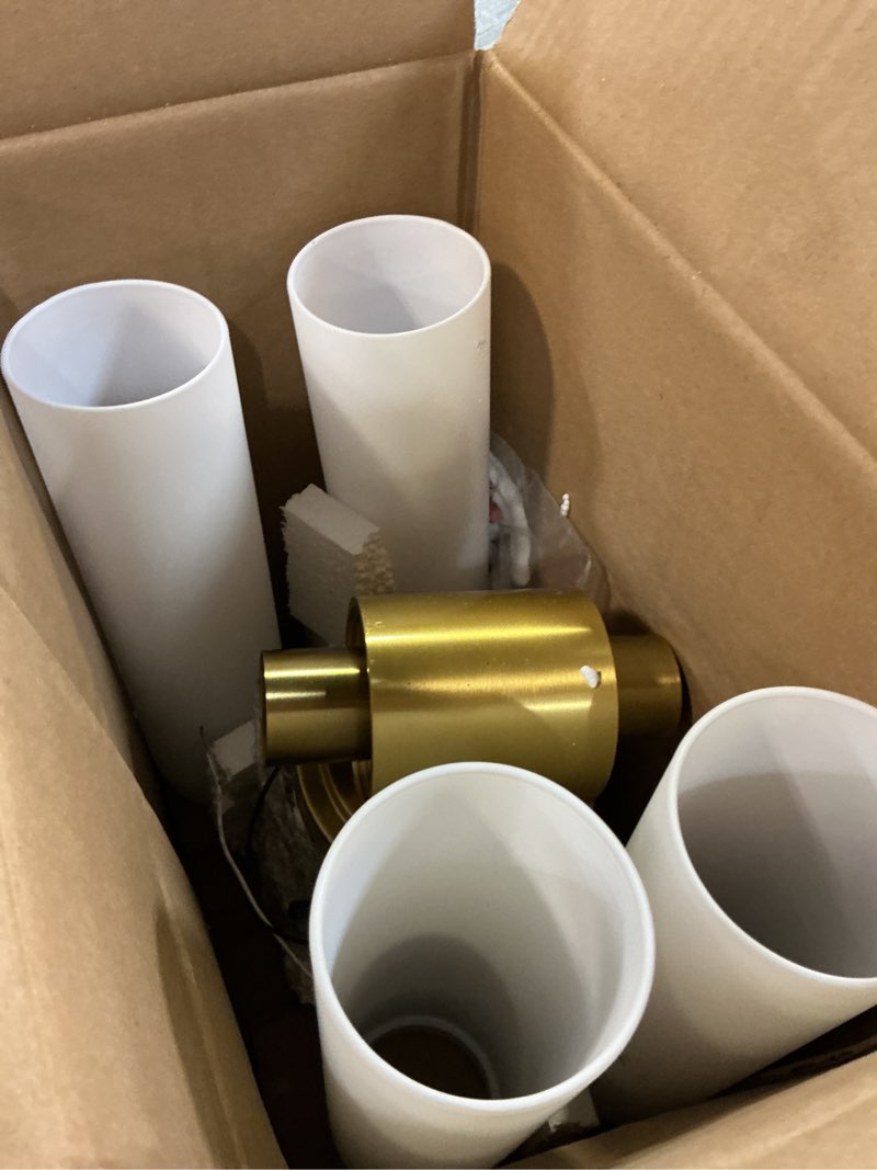 Condition photo showing As Is for hardwired wall sconces set of two, modern bathroom sconces wall lighting with milky white glass, brushed gold sconces wall decor set of 2 for bathroom mirror bedroom living room hallway brushed gold & milky white glass-hardwired 22inch - 2pc