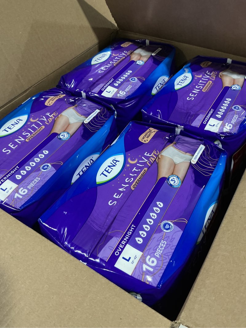 Condition photo showing Good Condition for TENA Sensitive Care Overnight Incontinence Underwear for Women, Large, 64 Count (New Sizing) Large 64