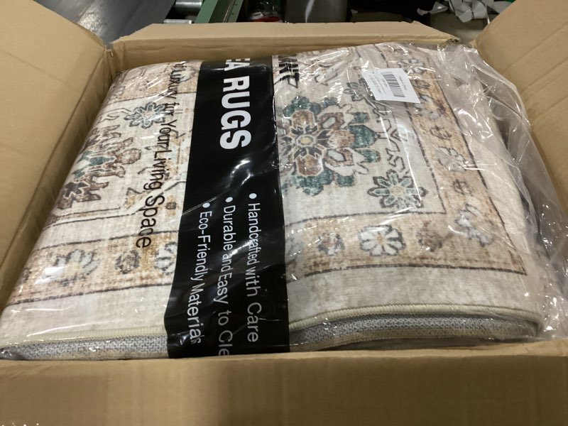 Condition photo showing New/Like New for 9x12 area rugs for living room, machine washable non slip vintage rug, non-slip stain resistant, large soft home decor rug for bedroom dining room (green/beige 9'x12') green/beige 9' x 12' (rectangular)