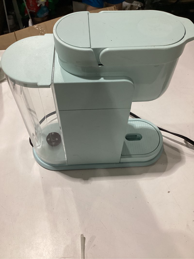 Condition photo showing As Is for **untested** *similar to stock* keurig k-express single serve k-cup pod coffee maker, 3 brew sizes, strong button feature, 42oz removable reservoir, mint