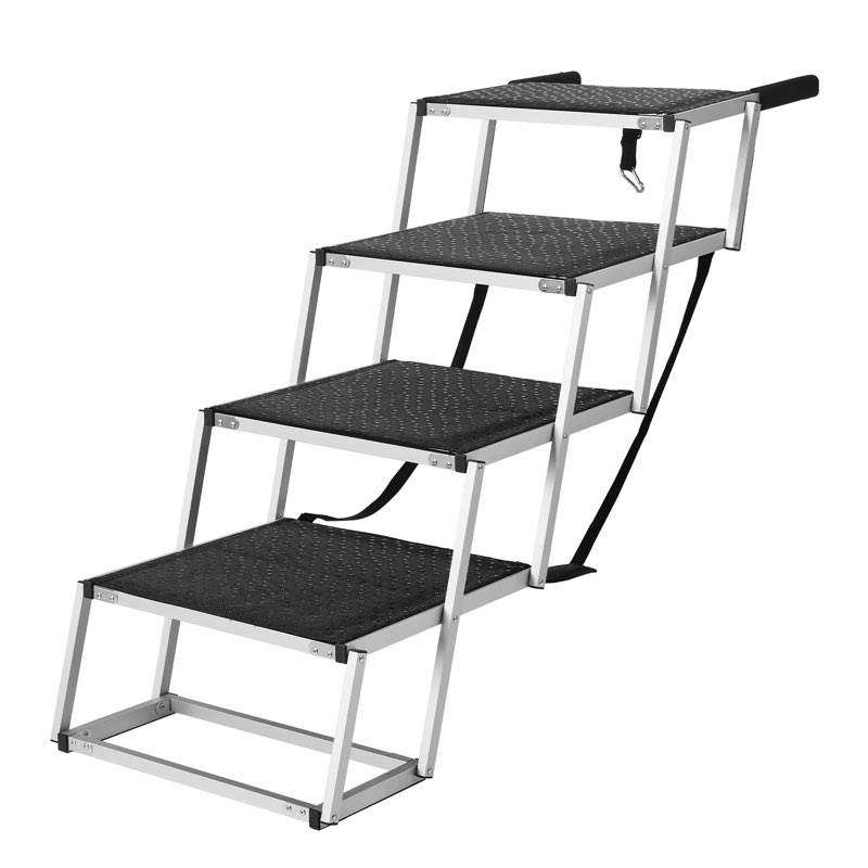 vevor dog stair for cars wide 4-step dog car steps folding dog car ramp with nonslip surface