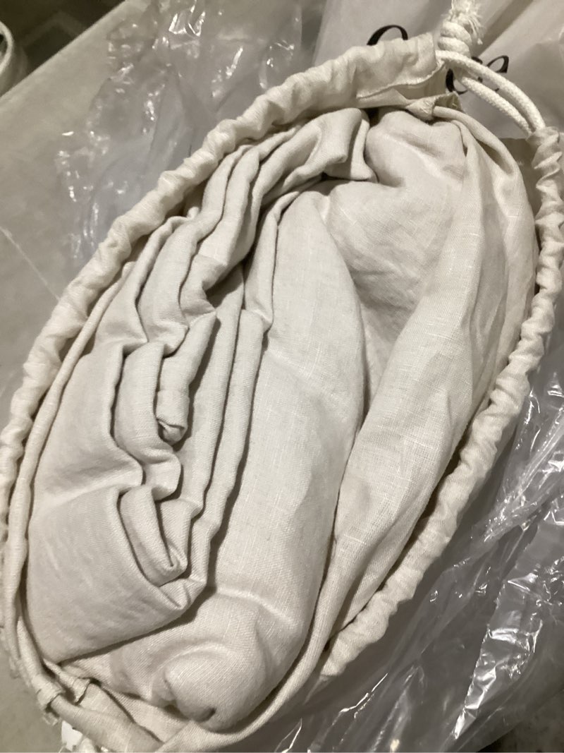 Condition photo showing As Is for european linen duvet cover set, king/cal king, sand