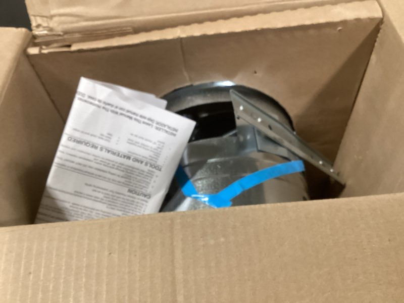 Condition photo showing As Is for Broan-NuTone 505 Exhaust Fan, White Vertical Discharge Ceiling Ventilation Fan, 8.5 Sones, 200 CFM, 8" 8-Inch 180 CFM 6.5 Sones Fan