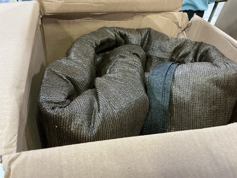 Condition photo showing As Is for Backyard Privacy Fence Cover 6FT x 50FT for Chain Link & Wood Fence, 95% Visibility Block Outdoor Privacy Screen for Patio Balcony Yard, Breathable 170GSM HDPE Mesh with Reinforced Grommets 6' x 50' Brown