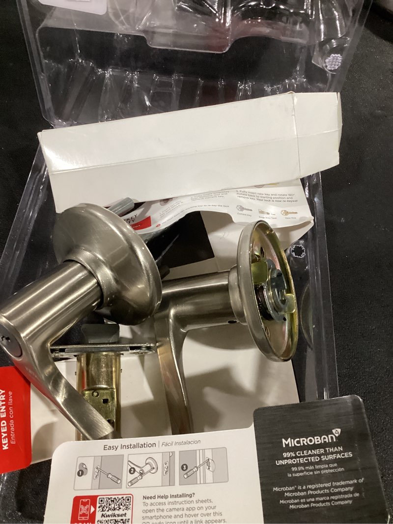 Condition photo showing Good Condition for kwikset smartkey security wave satin nickel entry lever kw1 2-3/4 in.