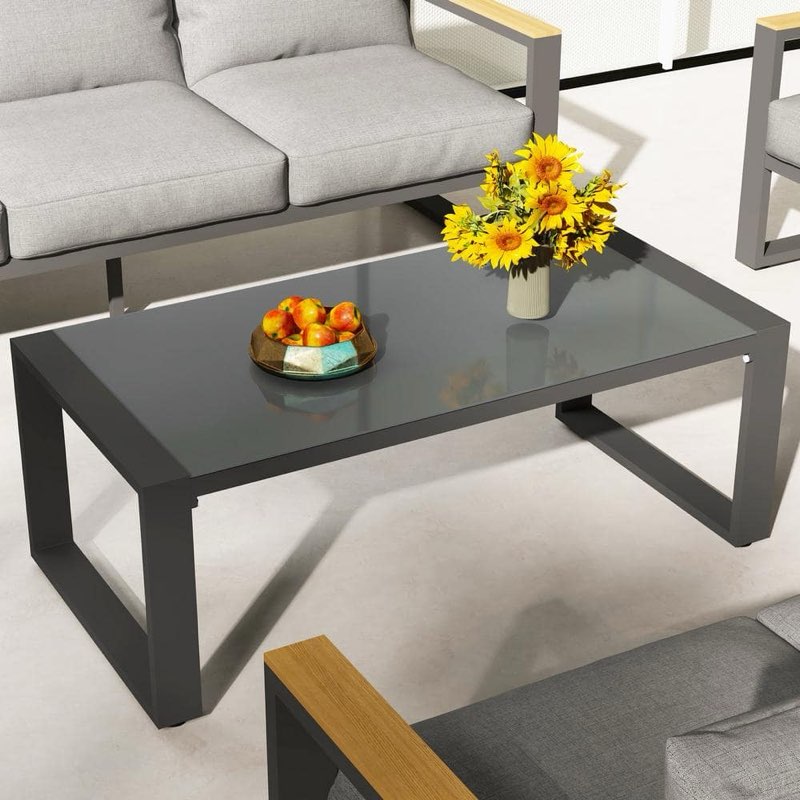 Sunvivi Outdoor Aluminum Glass Table