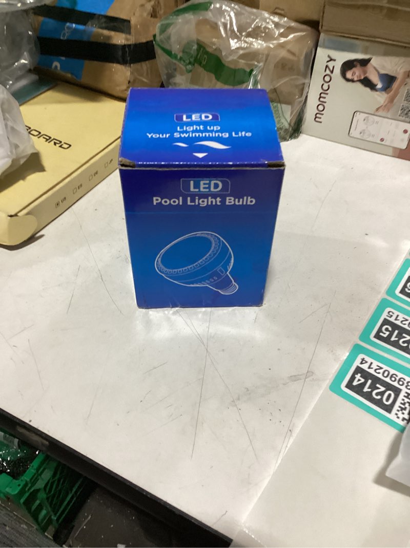Condition photo showing As Is for led pool light bulb120v 50w, bright light 5000lm, e26/e27 base, daylight white 6000k, swimming pool replacement for most pentair hayward light fixtures 120v 50w white light
