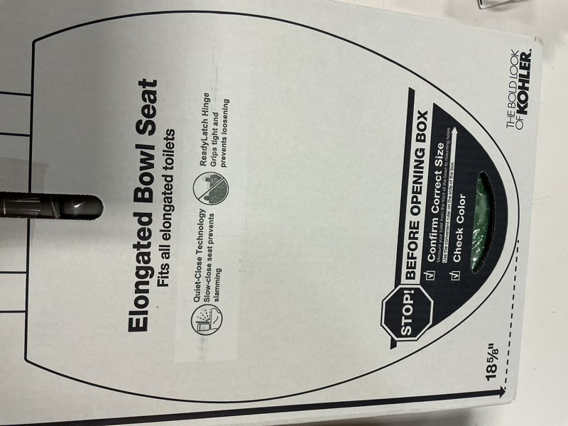 Condition photo showing Good Condition for kohler 4636-rl-0 cachet readylatch elongated toilet seat slow close, soft close toilet seat quiet lid, contoured grip-tight bumpers installation hardware, apartment essentials, white white elongated ready latch