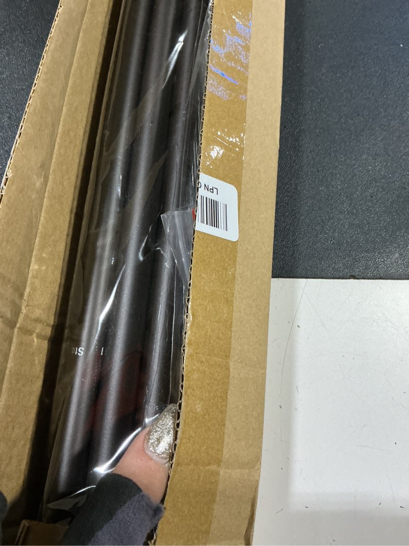 Condition photo showing Good Condition for gxoackj curtain rods for windows 48 to 84-93 inch, 5/8 inch decorative brown splicing heavy duty metal curtain rod set with brackets 35-92" brown