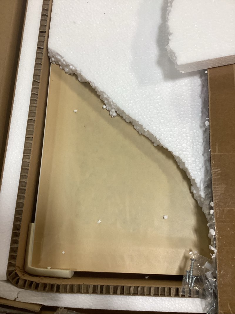 Condition photo showing New/Like New for MIRUO Over The Door Mirror Full Length with Hanging Brackets, or Leaning Against Wall Mounted On Wall, Door, 44''x16'', White (JJ01398AAG- AM002) 44"L x 16"W White (Door Mirror)