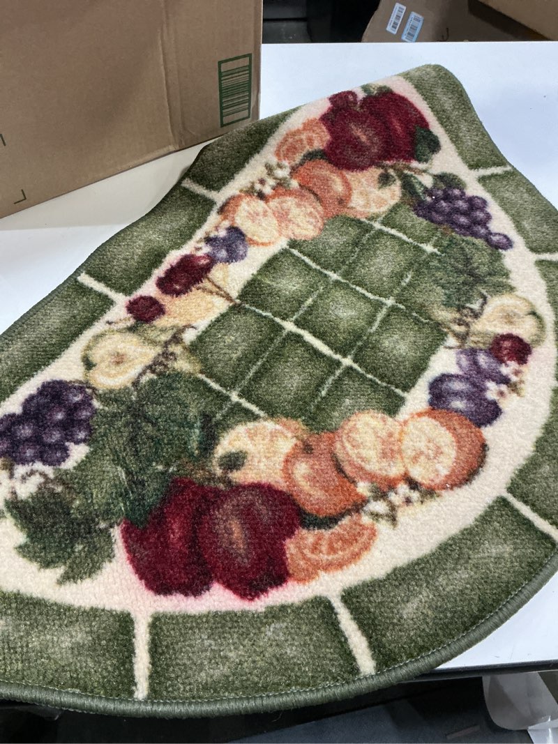Condition photo showing Good Condition for cozy cabin cc20761 19"x31" fruitful harvest sage non slip rug sage 1'7" x 2'7" (semicircular)