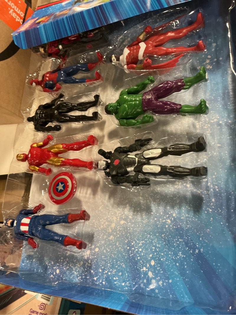 Condition photo showing Good Condition for Marvel Avengers Action Figures - Iron Man, Hulk, Black Panther, Captain America, Spider Man, Ant Man, War Machine & Falcon! (8)