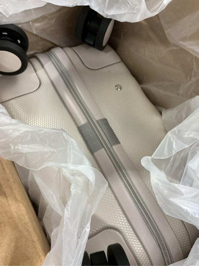 Condition photo showing Good Condition for Hanke 16 Inch Underseat Carry on Luggage with Wheels Small Hard Shell Suitcases for Weekender,Travel Approved Lightweight Travel Luggage Suitcase for Womem Men,Christmas Gifts for Birthday-Ivory White Underseat 16-Inch Ivory White