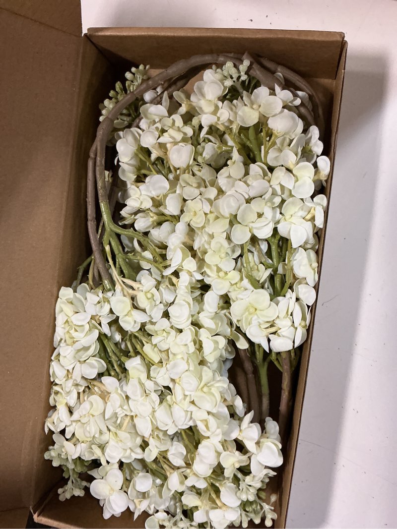 Condition photo showing Good Condition for 4pcs 25.6inch lilac artificial flowers white fake delphinium long stem silk real touch flower faux lilac floral arrangement for tall vase table centerpieces wedding garden home decoration?white? 25.6inch white 4 pcs