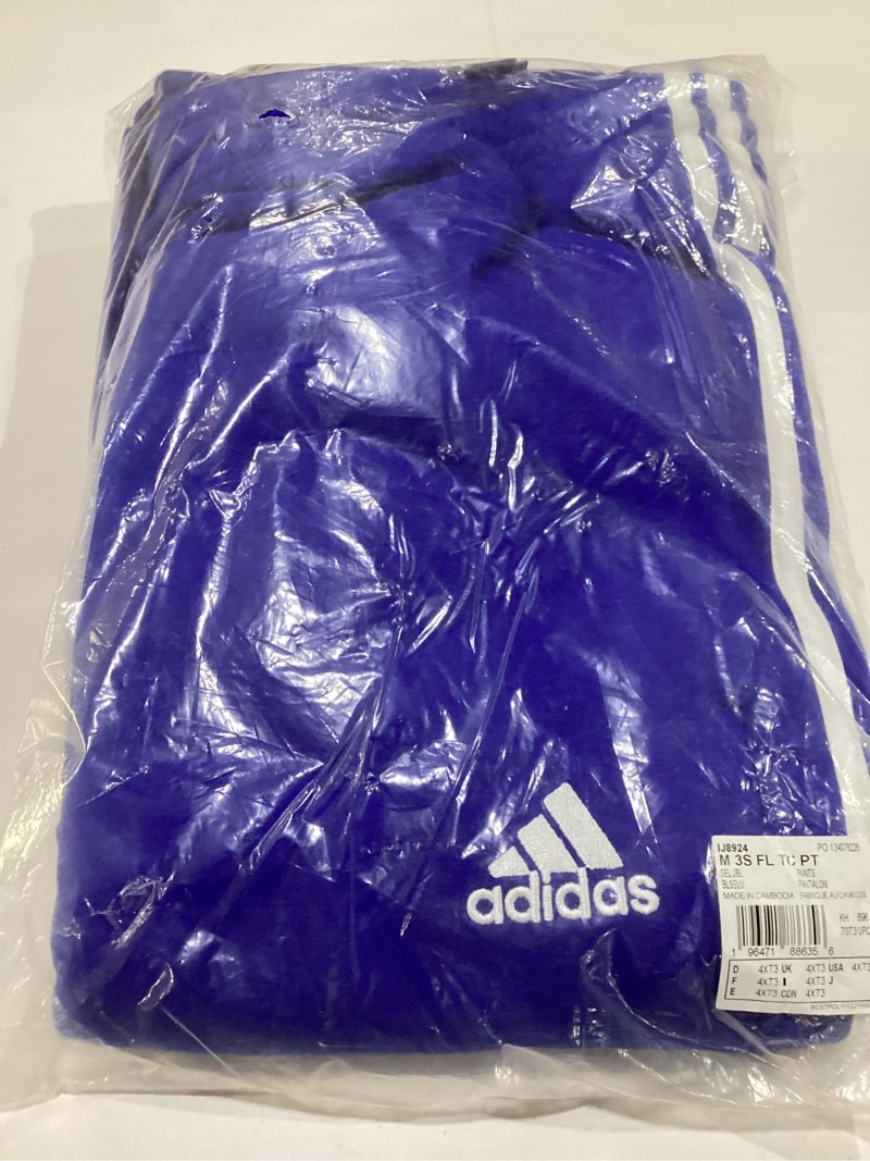 adidas mens essentials fleece 3-stripes tapered cuffed pants, semi lucid blue, 4x-large, tall 3 inch