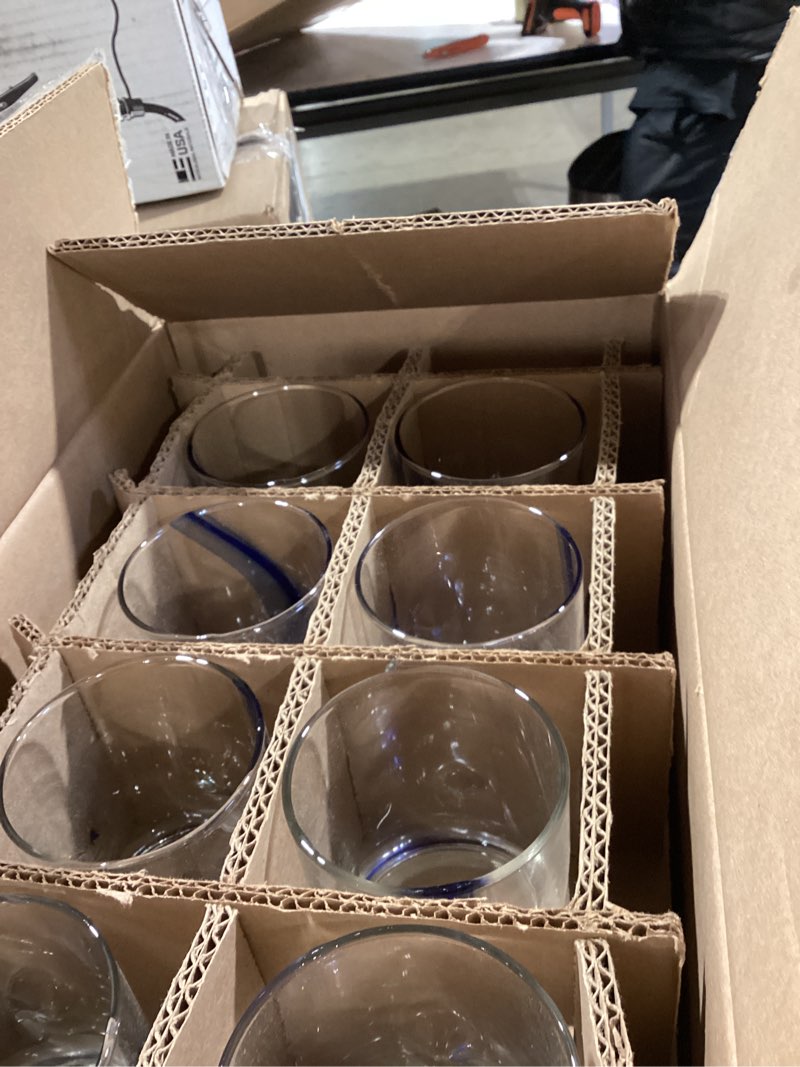 Condition photo showing Good Condition for libbey blue ribbon 16 piece tumbler and rocks glass set, infused blue ribbon drinkware glasses set, artisan inspired four-dimple shaped rock glasses, dishwasher safe tumbler glasses set 02 - blue ribbon
