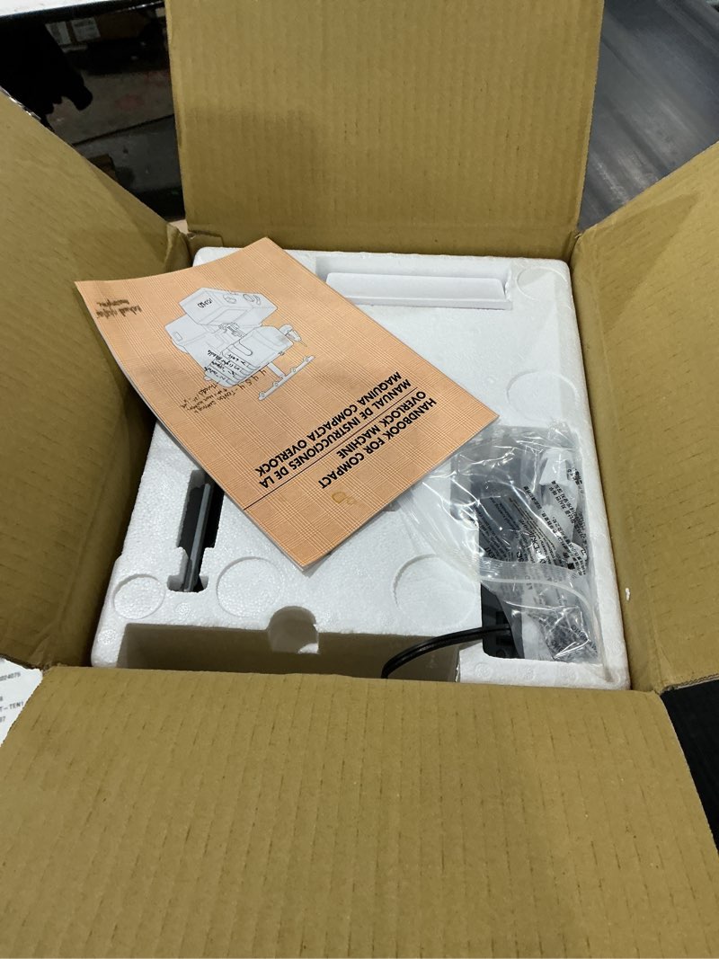 Condition photo showing New/Like New for SIMILAR TO STOCK PHOTO SINGER X5004-HD Metal Frame Serger & Overlock Machine | 2-3-4 Stitch Capability, 8 Built-in Stitches, 1300 Stitches per Minute, Adjustable Differential Feed & 2 LED Lights (Grey/Blue) Grey/Blue (X5004-HD)
