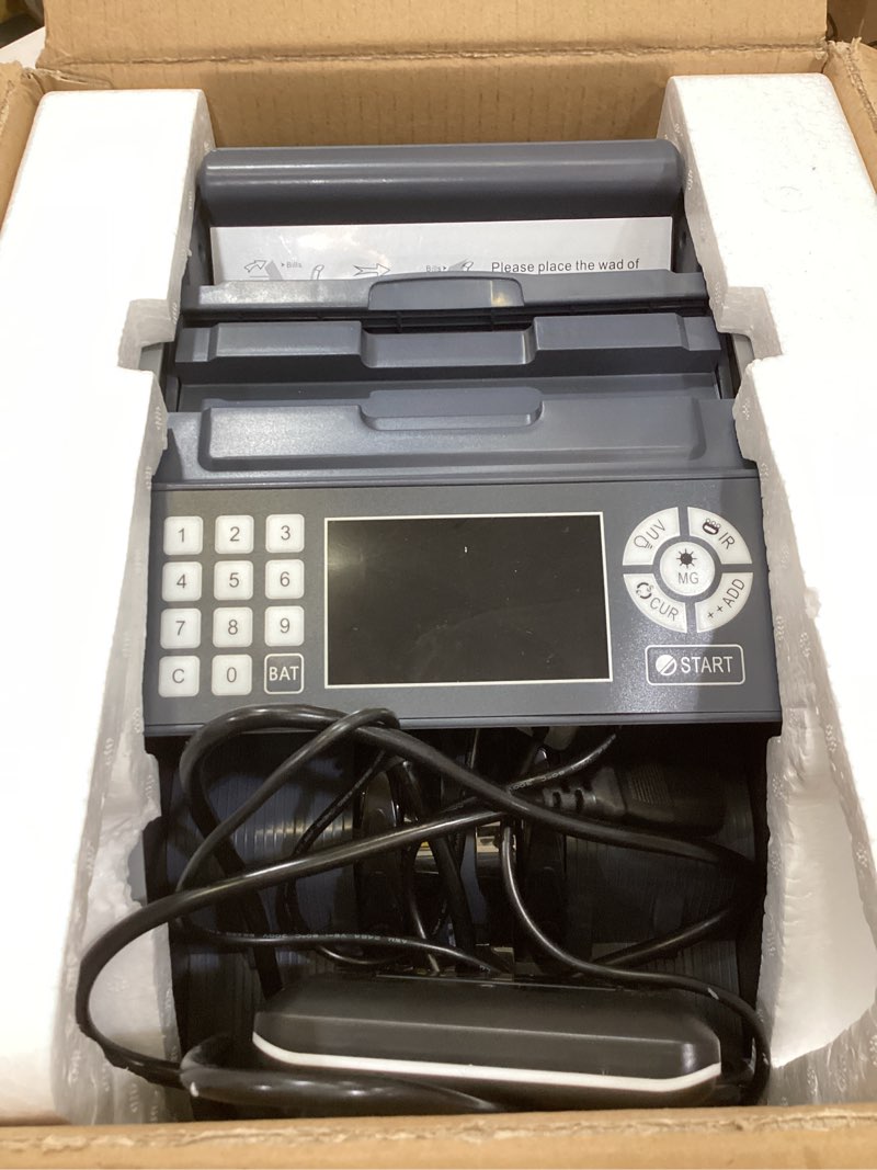 Condition photo showing Good Condition for perco bill counter and counterfeit detector machine – money counter machine with uv/mg1/mg2/ir, voice alerts, keypad, add & batch modes, volume control, multi-currency (usd/eur/inr), lcd display