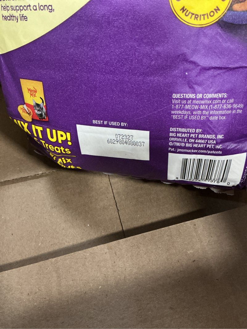Condition photo showing New/Like New for (best if used by 07.23.27)meow mix original choice dry cat food, 6.3 pound bag
